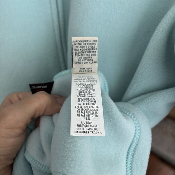 L.L.Bean Fleece Jacket Women L Turquoise Blue Full Zip Outdoors Y2K Preppy Warm - Picture 9 of 9